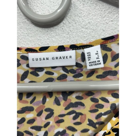 Susan Graver Womens Top Size Large Liquid Knit Office Work Career Spotted Artsy - Picture 5 of 6